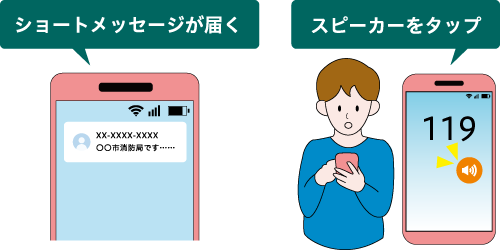 ショートメッセージが届く、スピーカーをタップ
